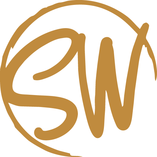 Blue initials of SW depicting the business initials.